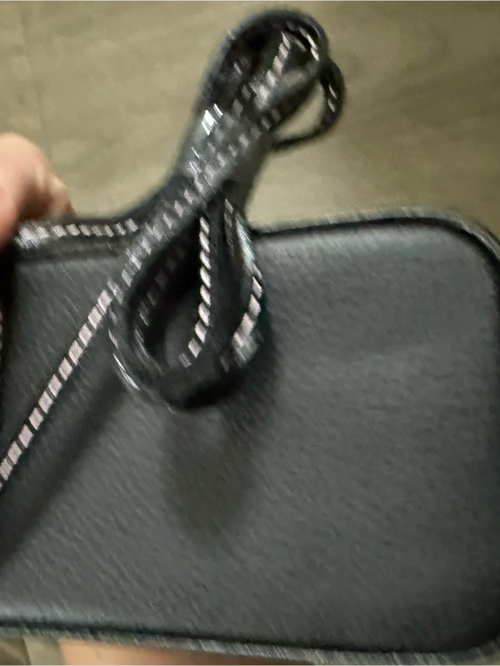 Victoria's Secret Black Leather Crossbody Phone Pouch with Silver Hardware